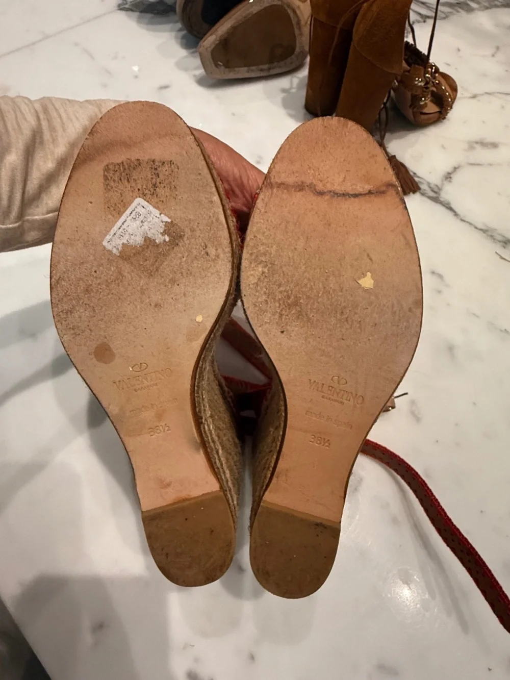 Valentino Leather Whipstitch Trim Espadrilles 8.5
